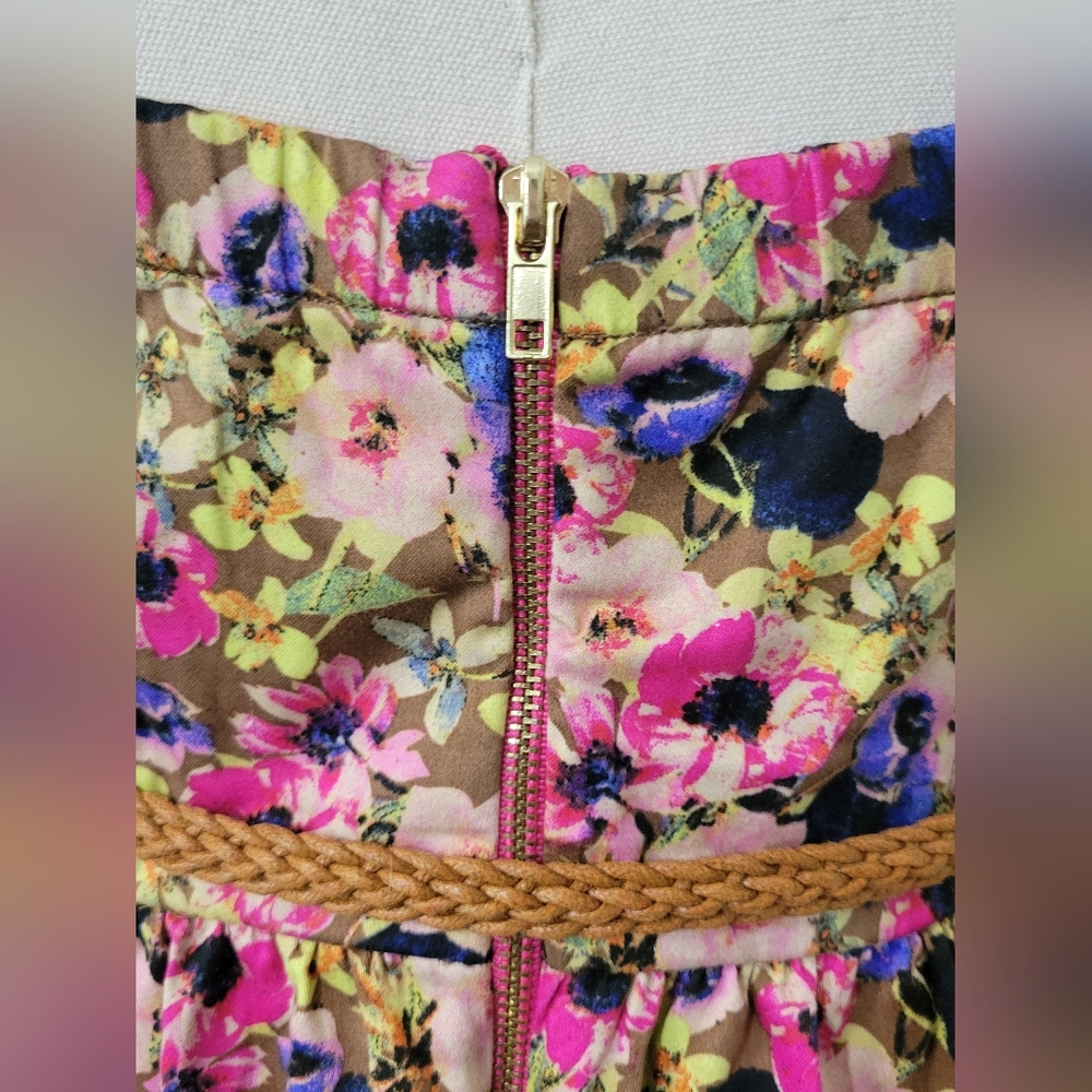 XOXO Strapless Floral Dress 11/12 Multicolor with Belt Fun Summer Cowgirl - Picture 5 of 8